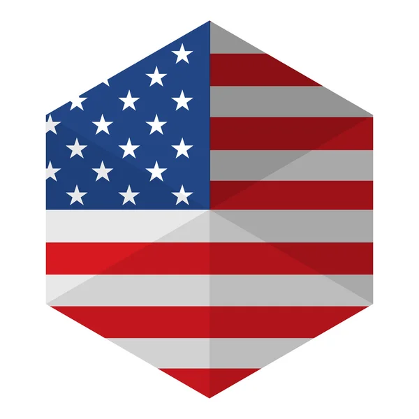 미국 국기 육각형 평면 아이콘 버튼 — 스톡 벡터