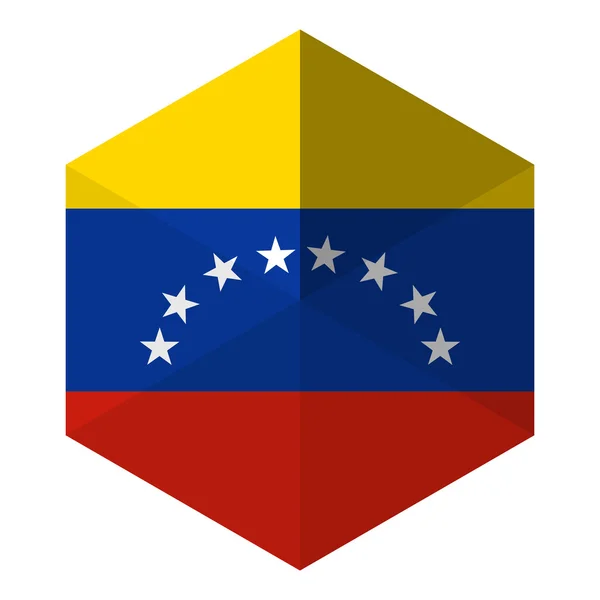 Venezuelas flagga hexagon flat ikonen knapp — Stock vektor