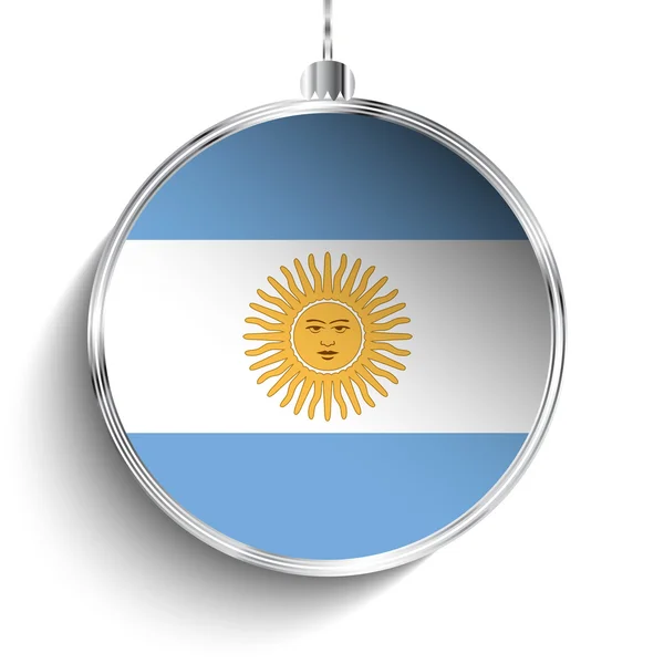 Bola de Feliz Navidad con Bandera Argentina — Vector de stock