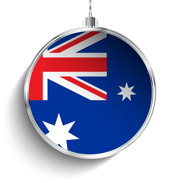 Frohe Weihnachtskugel mit Fahne Australien — Stockvektor