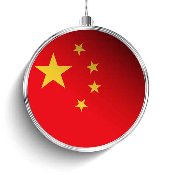 Feliz bola de Navidad con bandera China — Vector de stock