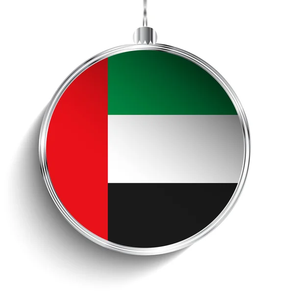 Joyeux Noël boule avec drapeau Emirates — Image vectorielle