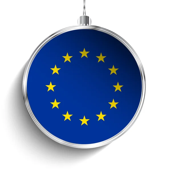 Wesoły Boże Narodzenie ball z flaga Europy — Wektor stockowy
