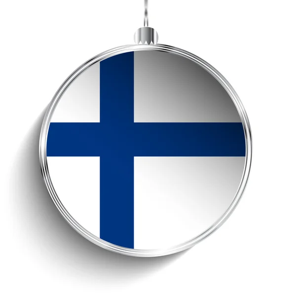 Merry christmas bal met vlag finland — Stockvector