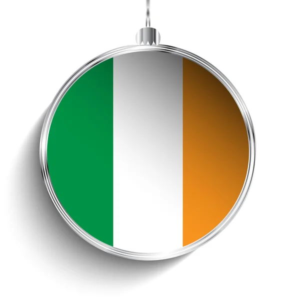 Merry christmas bal met vlag Ierland — Stockvector