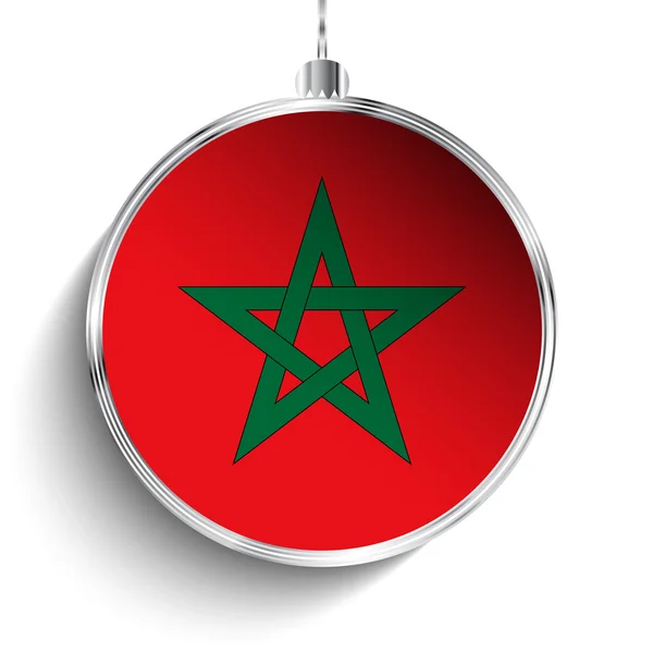 Frohe Weihnachten silberne Kugel mit Flagge Marokko — Stockvektor