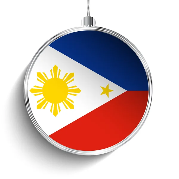 Feliz Navidad bola de plata con bandera Filipinas — Archivo Imágenes Vectoriales