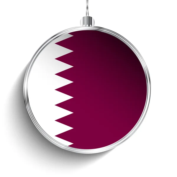 Joyeux Noël boule avec drapeau Qatar — Image vectorielle