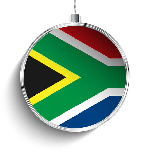 Feliz Bola de Navidad con Bandera Sudáfrica — Vector de stock