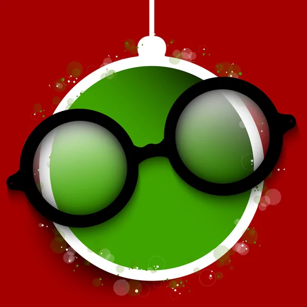 Feliz Navidad bola roja con gafas — Archivo Imágenes Vectoriales