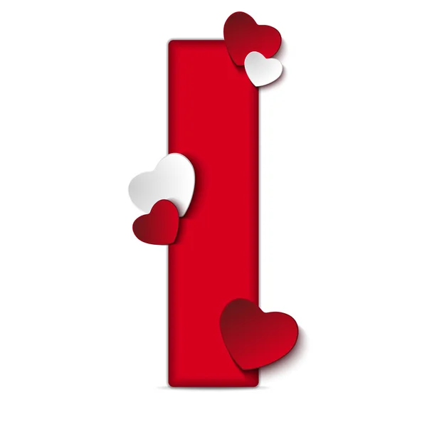 Alphabet Lettre I Avec Coeurs — Image vectorielle