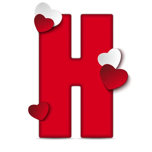 Alphabet Letter H With Hearts — Stock Vector