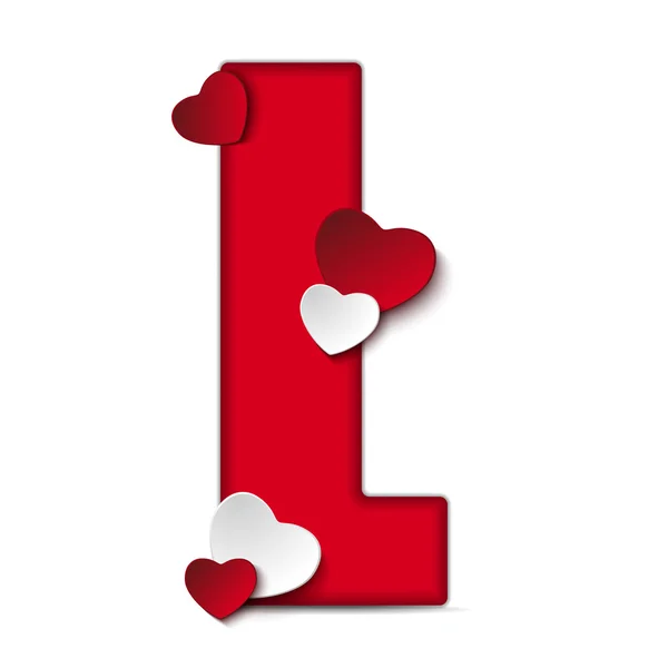 Alphabet Letter L With Hearts — Stock Vector