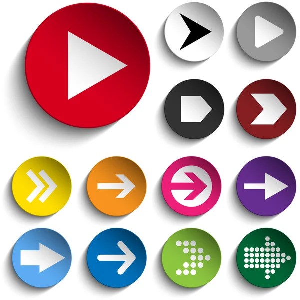 Set of Arrows on Colorful Buttons — Stock Vector