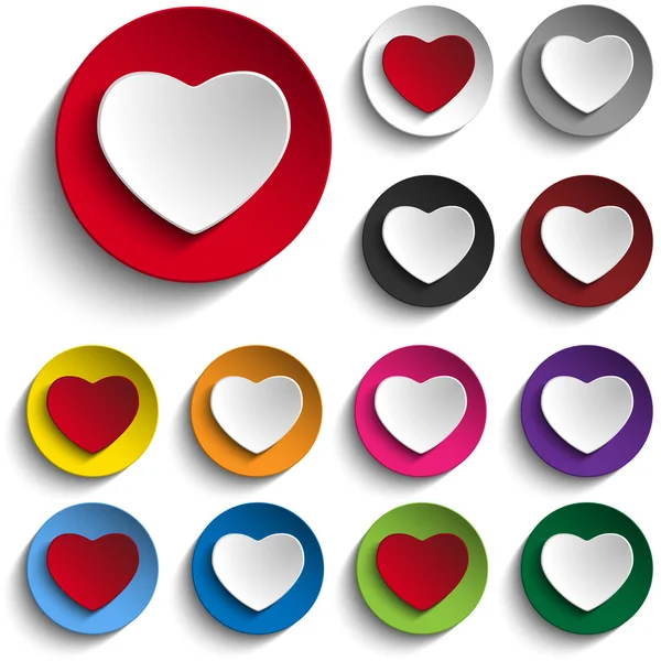 Colorful Heart Buttons — Stock Vector