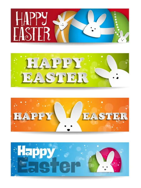 Conejo de Pascua Conejo Conjunto de Banners — Vector de stock