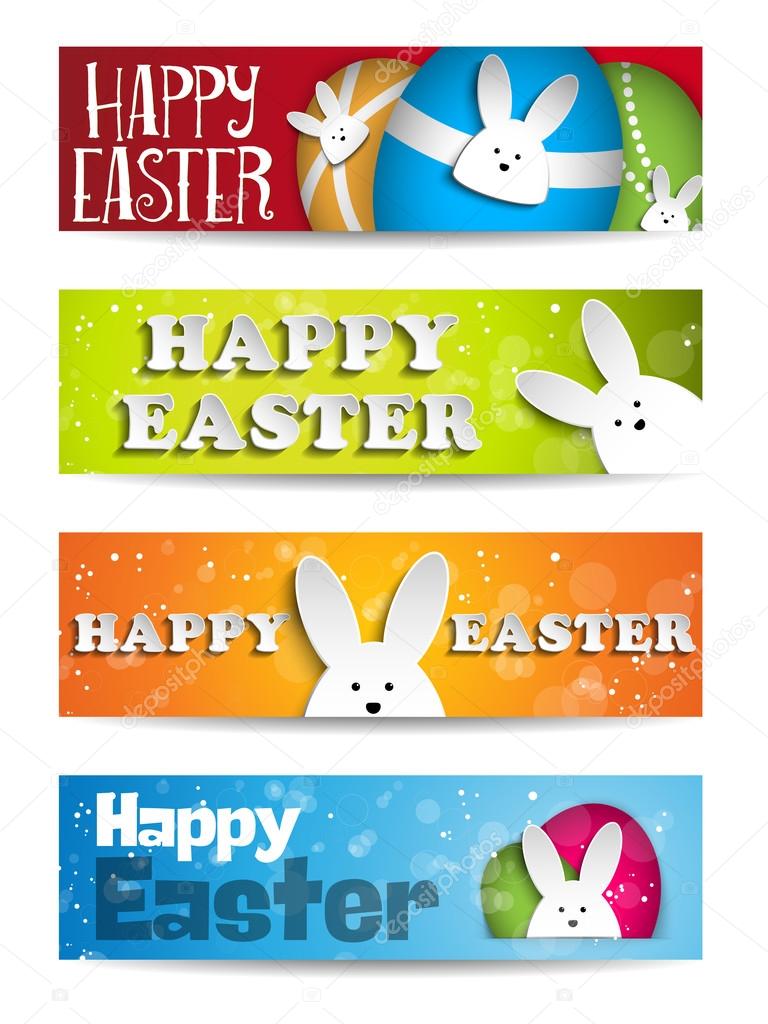 Easter Rabbit Bunny Set of Banners