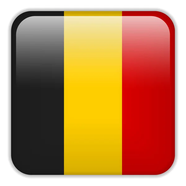 Bouton carré Drapeau Belgique Smartphone — Image vectorielle