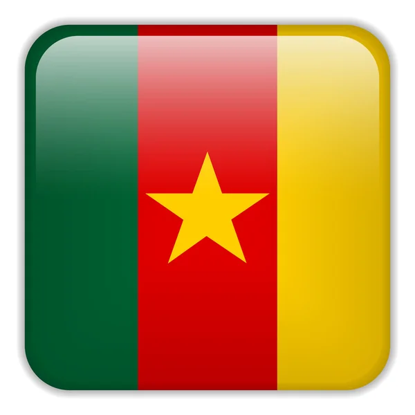 Bouton carré Drapeau Cameroun Smartphone — Image vectorielle