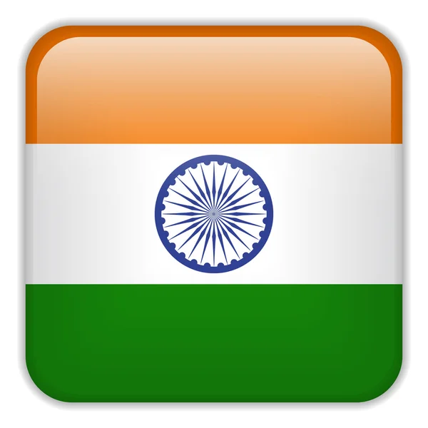 Bouton carré de Smartphone de drapeau de l'Inde — Image vectorielle