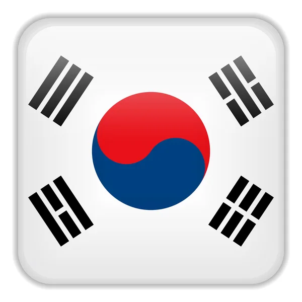 Güney Kore bayrağı Smartphone kare düğme — Stok Vektör