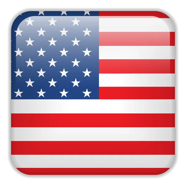 Bouton carré Smartphone drapeau des États-Unis — Image vectorielle