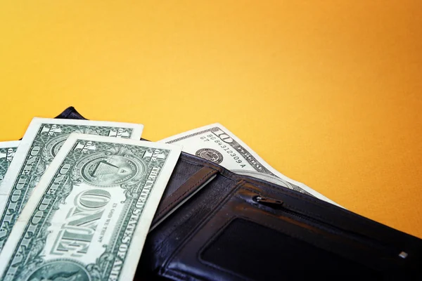 Black leather wallet — Stock Photo, Image