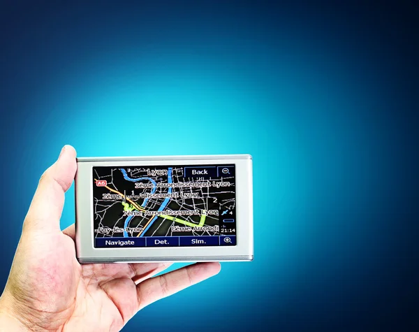 Gps in una mano uomo . — Foto Stock