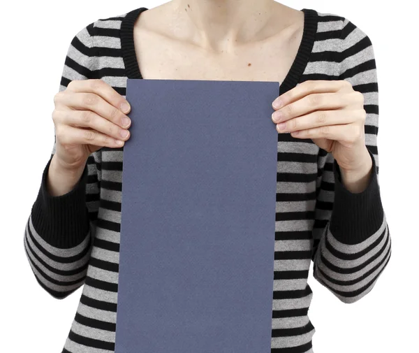 Woman holding a paper — Stock Photo, Image