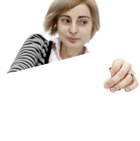 Vrouw met een papier — Stockfoto