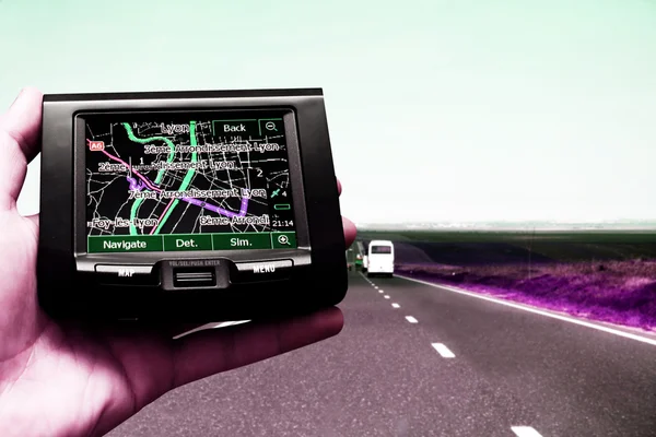 GPS in a man hand — Stock Photo, Image