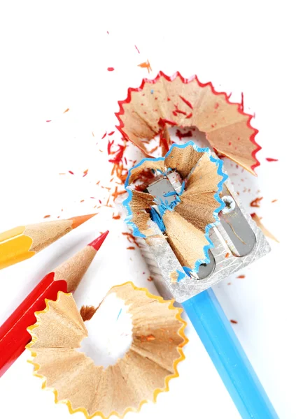 Pencils and sharpener — Stock Photo, Image