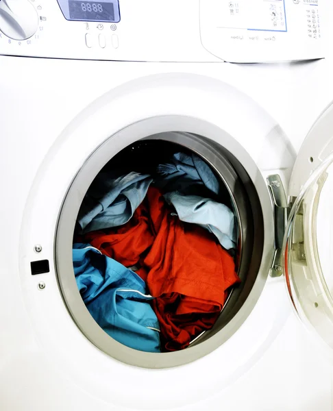 Christmas wash: washing machine with a red Santa suit — Stock Photo ...