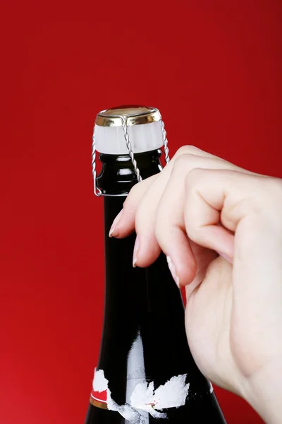 Opening champagne bottle — Stock Photo, Image