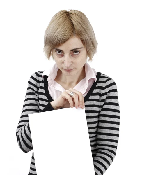 Woman holding a paper — Stock Photo, Image