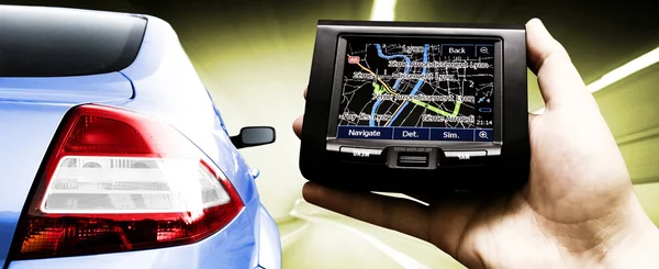 Gps in a man hand. — Stock Photo, Image
