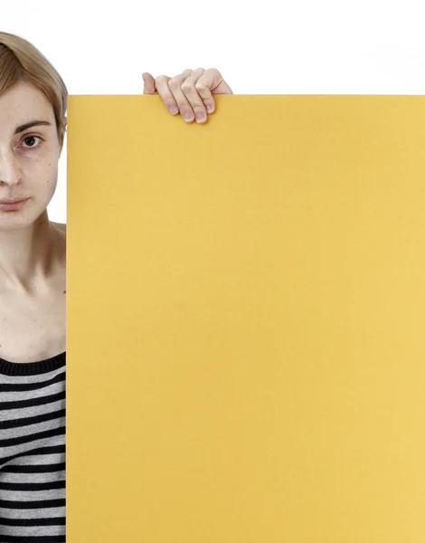 Woman holding a paper — Stock Photo, Image