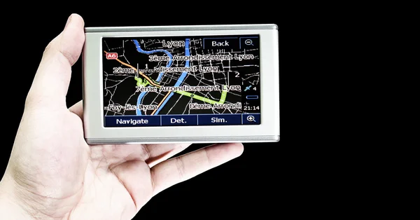 Gps in a man hand. — Stock Photo, Image