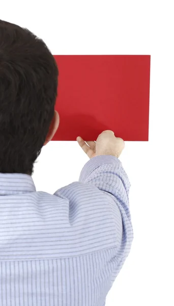 Homem segurando um papel — Fotografia de Stock