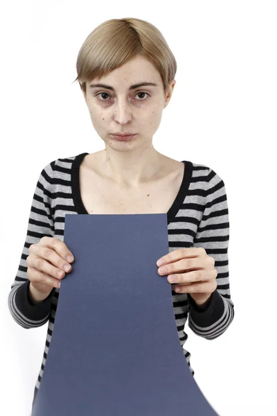 Woman holding a paper — Stock Photo, Image