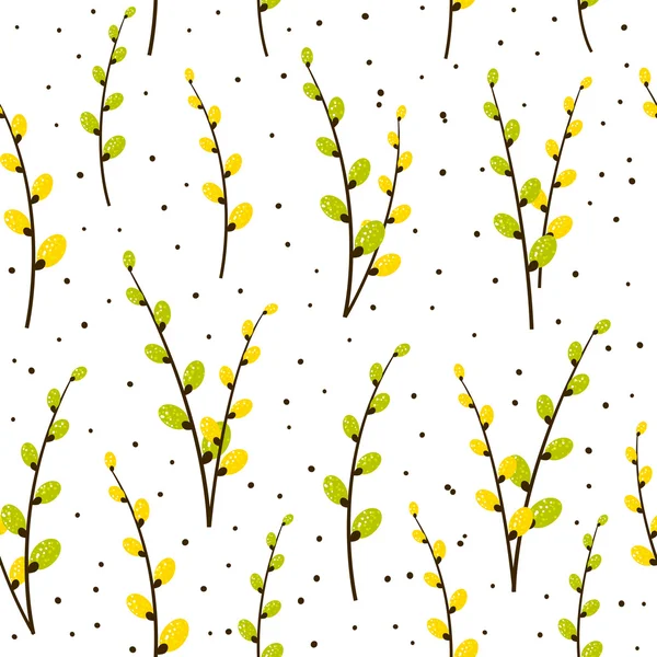 Pussy-willow branches pattern — Stok Vektör