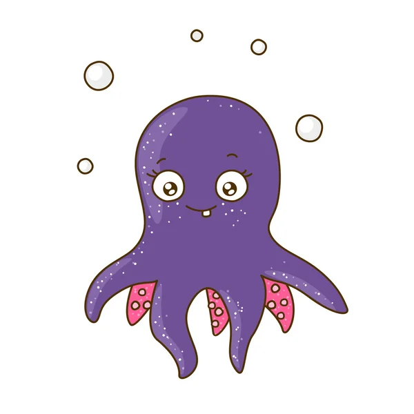 Lindo pulpo de dibujos animados — Vector de stock