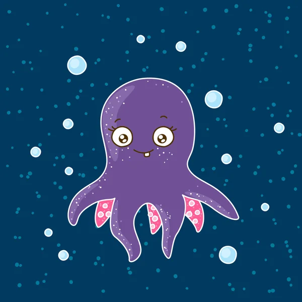 Roztomilý kreslený chobotnice — Stockový vektor