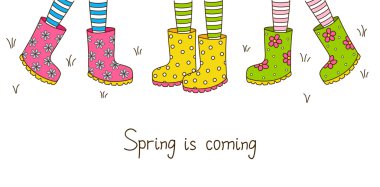 Afiş ile lastik çizmeler