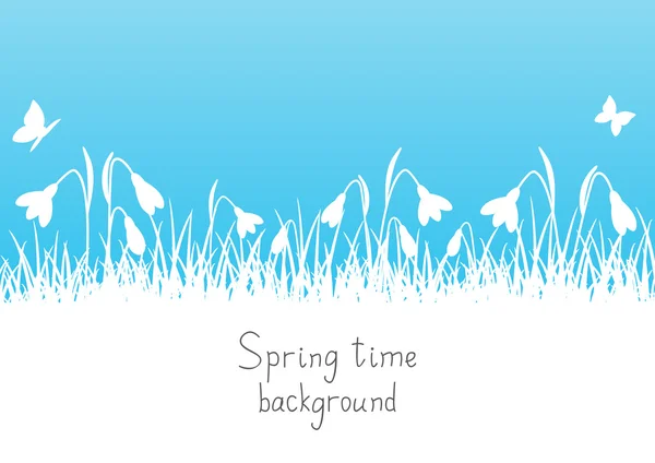 Achtergrond met snowdrop silhouetten — Stockvector