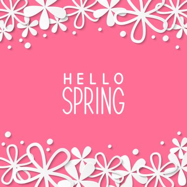 Kağıt çiçekler pembe bir arka plan üzerinde