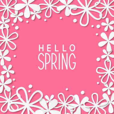 Kağıt çiçekler pembe bir arka plan üzerinde