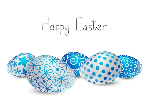 Uova di Pasqua con motivo blu e bianco — Vettoriale Stock