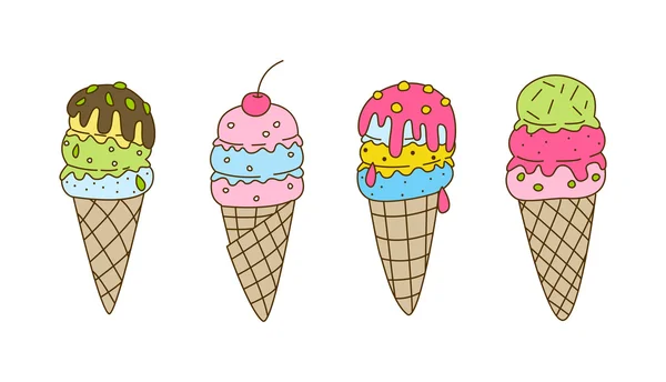 Conjunto de helado de color dulce — Archivo Imágenes Vectoriales