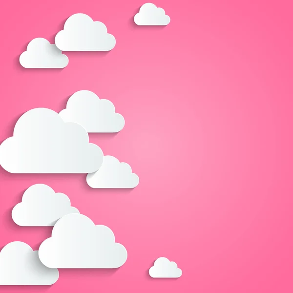 Paper clouds on pink — Stock Vector